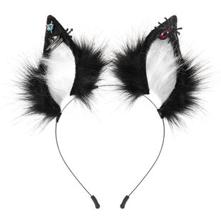 仿真狐狸耳朵cosplay毛绒兽耳发箍万圣节暗黑蜘蛛猫耳头饰发饰