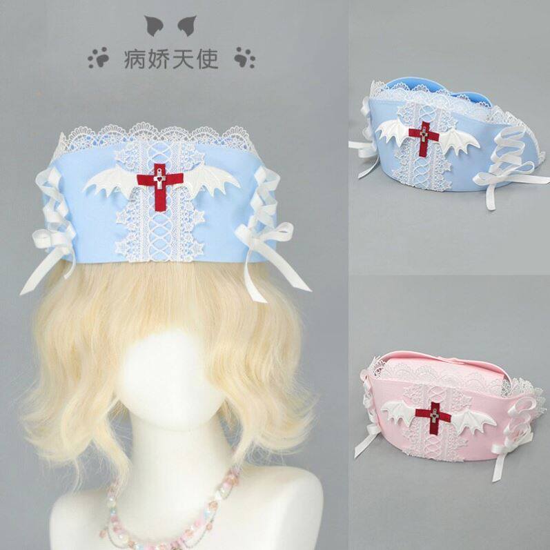 手作Y2K病娇天使护士帽洛丽塔