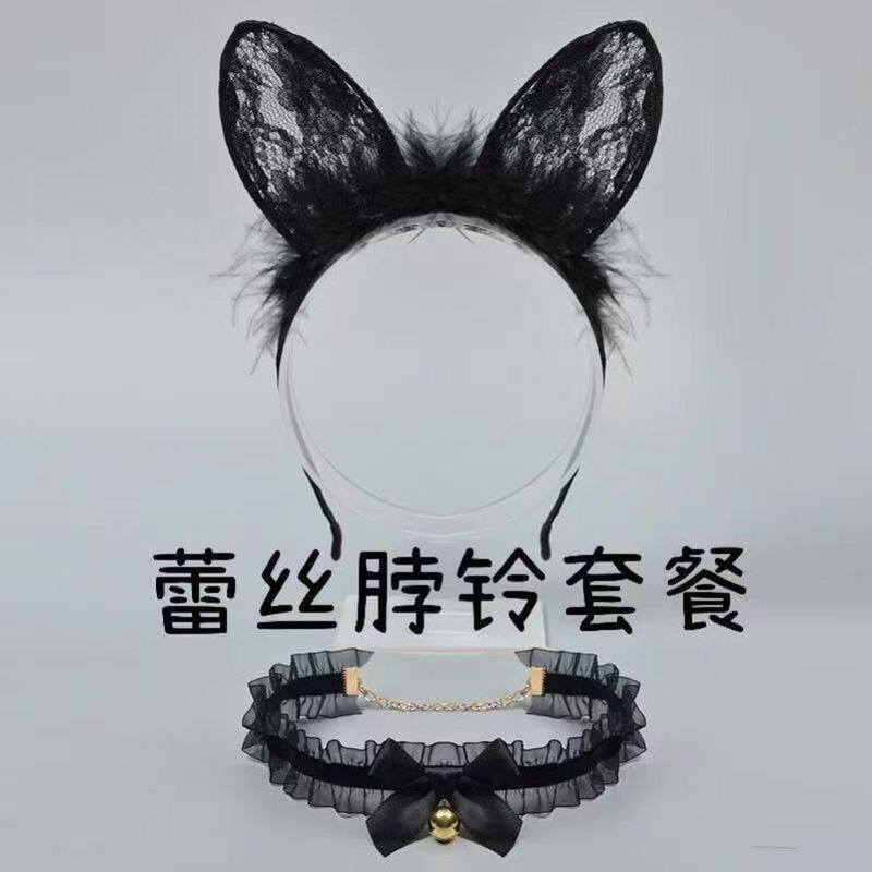 韩国可爱兔耳朵发箍蕾丝猫耳朵