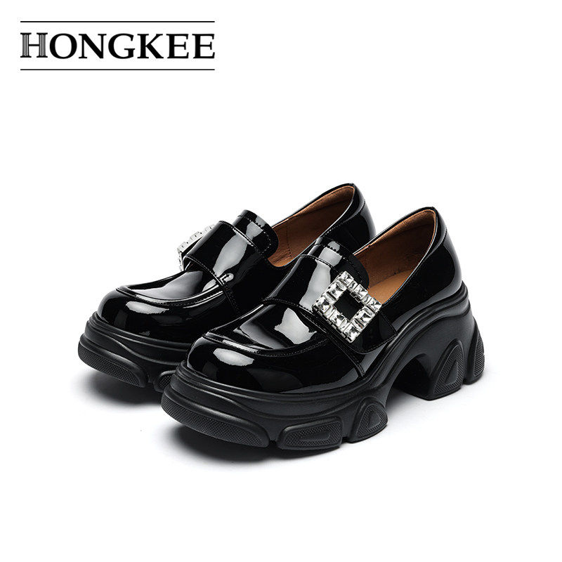 Hongkee/红科单鞋女圆头通勤厚底女鞋粗跟乐福鞋HA85M119,女鞋,深口单鞋,淘宝优惠券,粉丝福利购,淘宝优惠卷