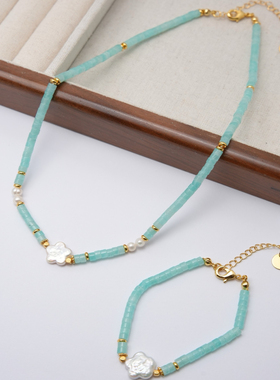 小众设计天河石珍珠项链