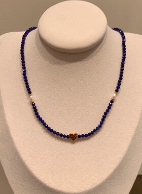 小众设计复古风青金石珍珠项链