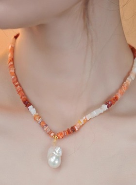 小众设计款火澳宝巴洛克珍珠项链