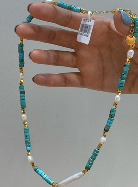 小众设计天然绿松石珍珠项链