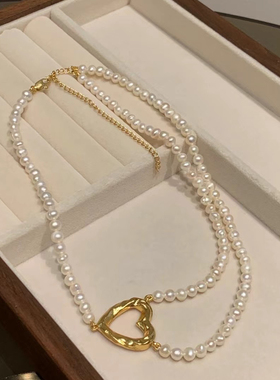 小众设计款爱心珍珠项链