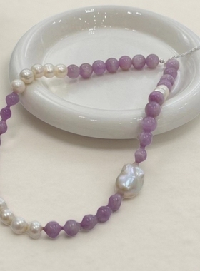 小众设计樱花粉渐变宝石项链