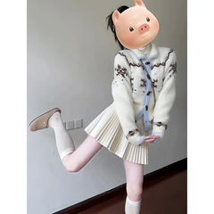 NTOT费尔岛翻领毛衣外套女2025秋冬学院风气质针织衫毛衣半身裙两