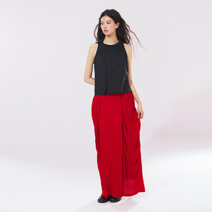 VAPOURBLUE/原创设计透视不规则领上衣垂感褶皱暗纹肌理半裙套装