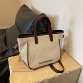 PINK新款 秋冬百搭帆布包包女大容量单肩斜挎包布包手提通勤托特包