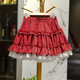 红色韩系气质蛋糕短裙2026春夏新款 雪纺蕾丝拼接半身裙女裙子