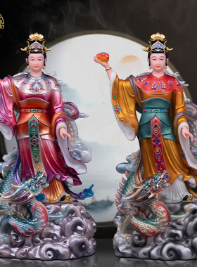 女娲天天汉白玉补天神像踏凤摆件