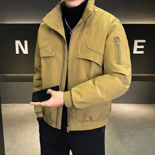 智快鱼官方旗舰店男装木三福羽绒服  抖音西博 白鸭绒立领男外一