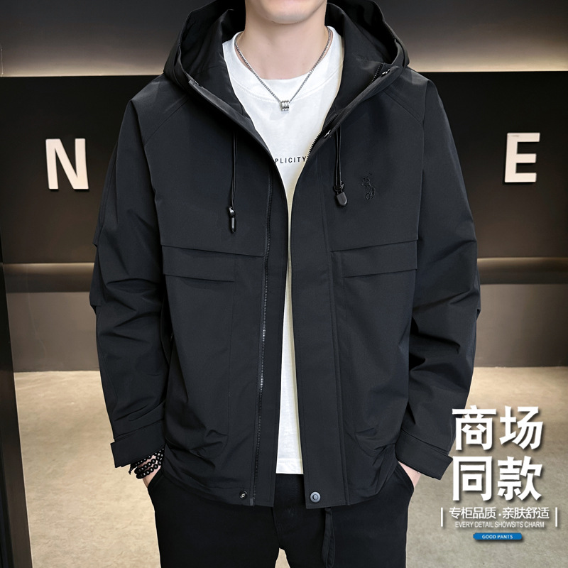 智快鱼旗舰官方店男装木三福冲锋衣运动休闲连帽夹克休闲工装外套