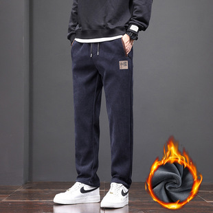 智快鱼官方旗舰店男装木三福宽松加绒加厚男士运动休闲裤子2025