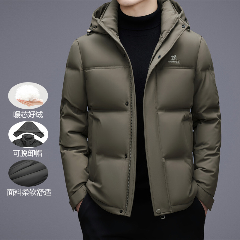 智快鱼官方旗舰店男装木三福羽绒服25年冬季新款加厚保暖可拆卸帽