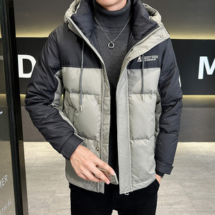 智快鱼官方旗舰店男装木三福羽绒服正版连帽硅胶袖标冬季男羽绒外
