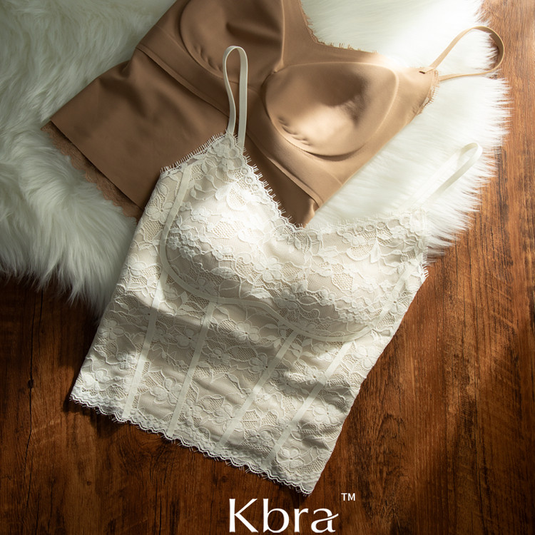 法式蕾丝睫毛吊带背心女2025新款爆款带胸垫修身内搭外穿打底文胸