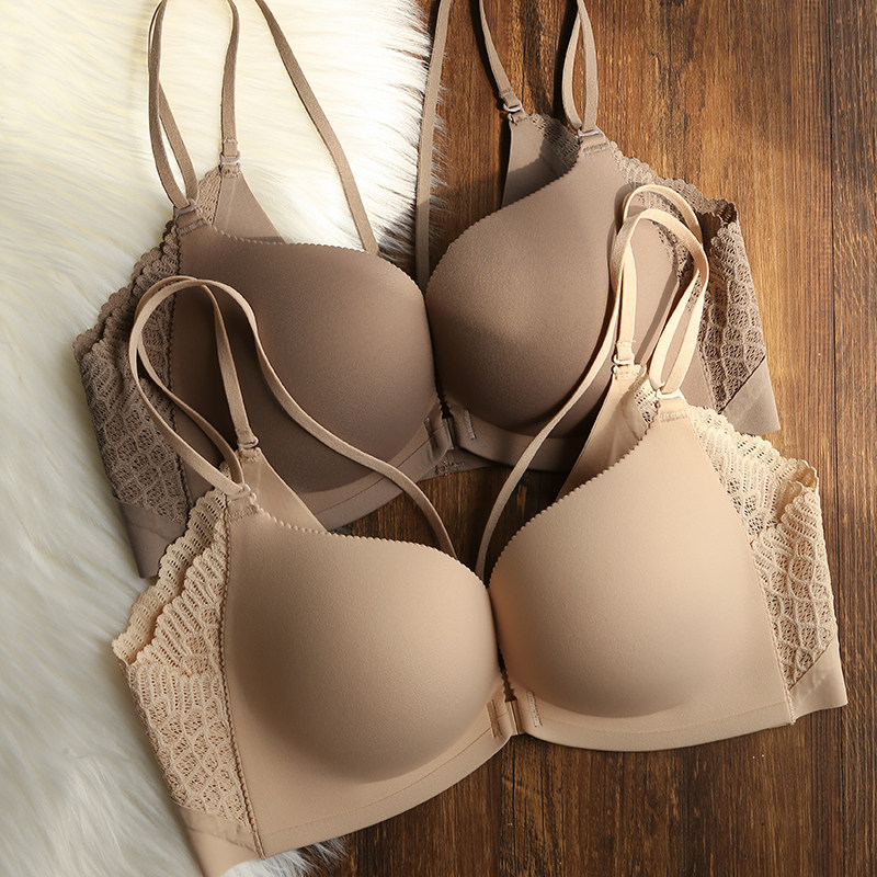 无痕前扣内衣女小胸聚拢上托收副乳无钢圈美背一片式调整型文胸罩