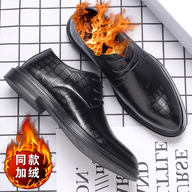MENS BUSINESS FORMAL LEATHER SHOES MENS HEIGHTENED WEDDING GROOM 2024 NEW POINTED TOE FALL WINTER DERBY CASUAL MENS SHOES