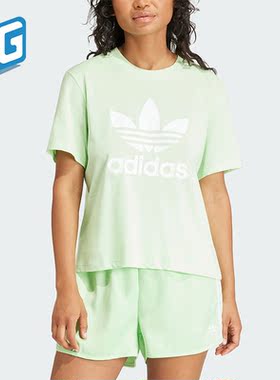 Adidas/阿迪达斯正品三叶草复古女士夏季新款宽松运动短袖IN8436