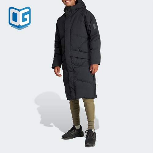 Adidas/阿迪达斯正品冬季新款男子保暖长款连帽羽绒服IK3161