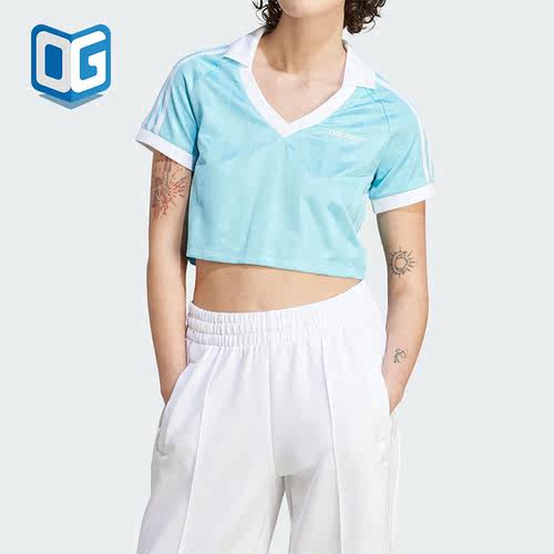 Adidas/阿迪达斯正品三叶草女子短款时尚运动短袖T恤IR9779