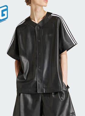 Adidas/阿迪达斯正品三叶草男士复古休闲V领短袖衬衫IZ4048