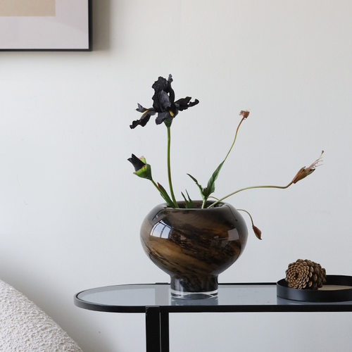 法式琉璃中古花瓶摆件高级感客厅桌面插花花器高档电视柜装饰