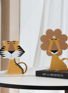 老虎动物书柜软装饰品摆件