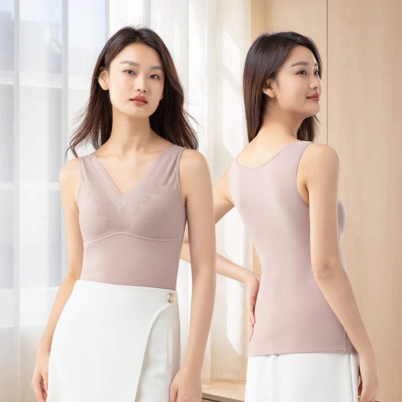 古妃磨毛保暖背心固定杯免内衣