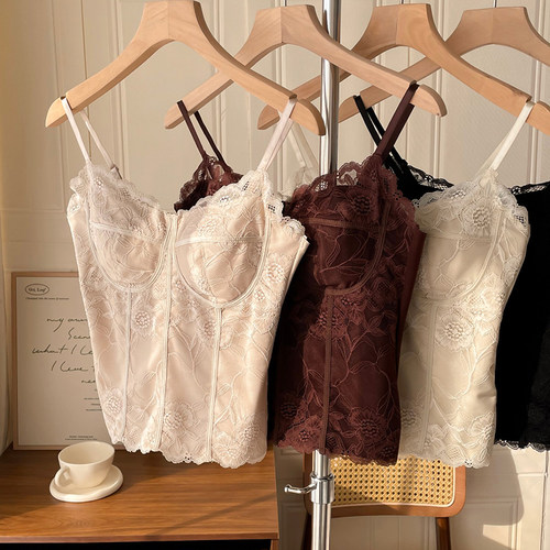 磨毛背心吊带保暖蕾丝边显瘦上衣