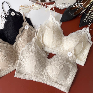惠芝欣6385女士法式蕾丝冰丝无痕美背抹胸固定杯聚拢定型裹胸内衣