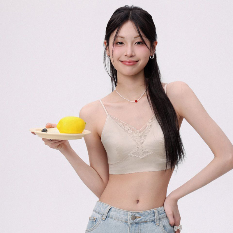 超薄玫瑰抑菌一体杯文胸蕾丝美背