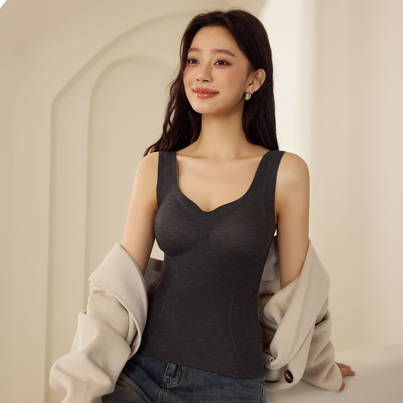 鱼骨线收腰背心秋冬羊毛蚕丝内搭