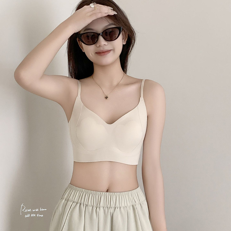 米娅林可外穿细肩带美背女超薄裸感隐形兔耳杯内衣聚拢收副乳文胸