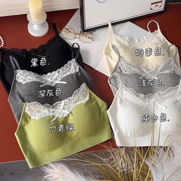 蕾丝美背抹胸女士固定杯聚拢内衣