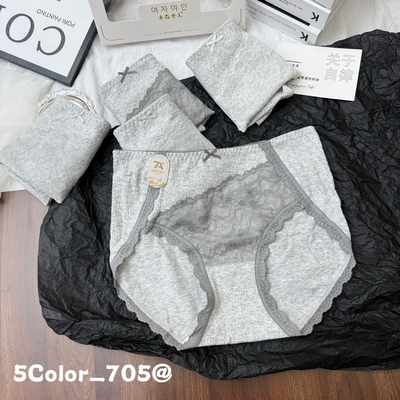 705少女士法式蕾丝7A抑菌裸感内裤中腰透气抗菌裆舒适三角裤短裤