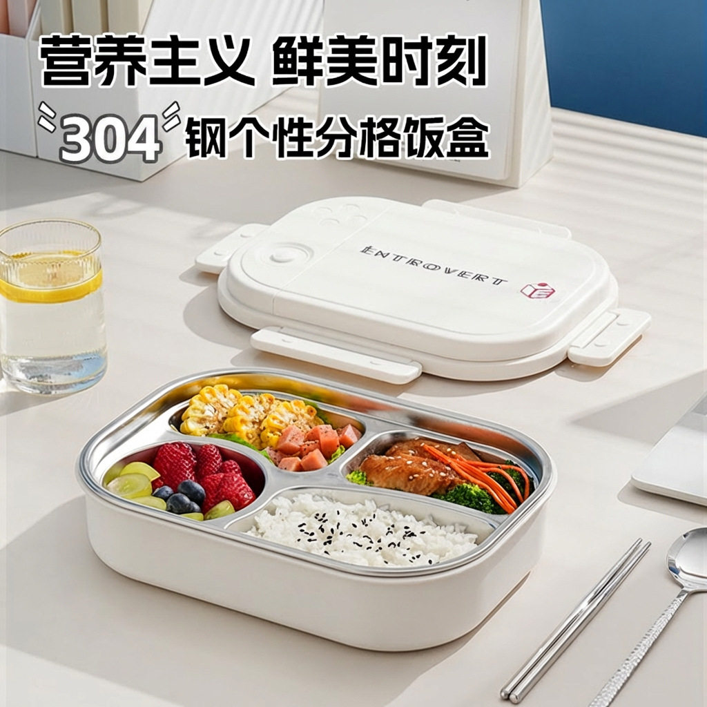 日本保温饭盒上班族专用可进微波炉分格便当盒不锈钢大容量午餐盒