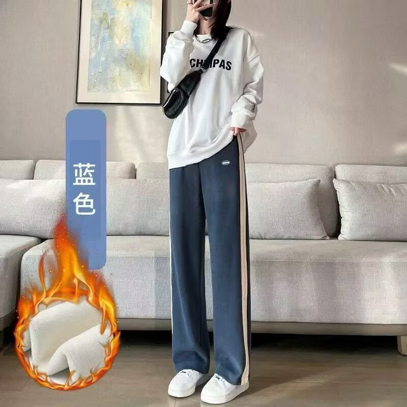 清仓孕妇裤秋冬外穿加厚加绒阔腿裤纯棉宽松休闲孕妇长裤直筒裤子