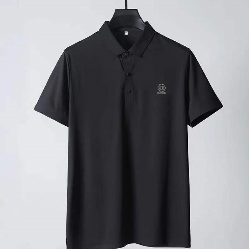 DT1023-男士polo衫休闲冰丝速干透气纯色夏季免烫短袖 黑色