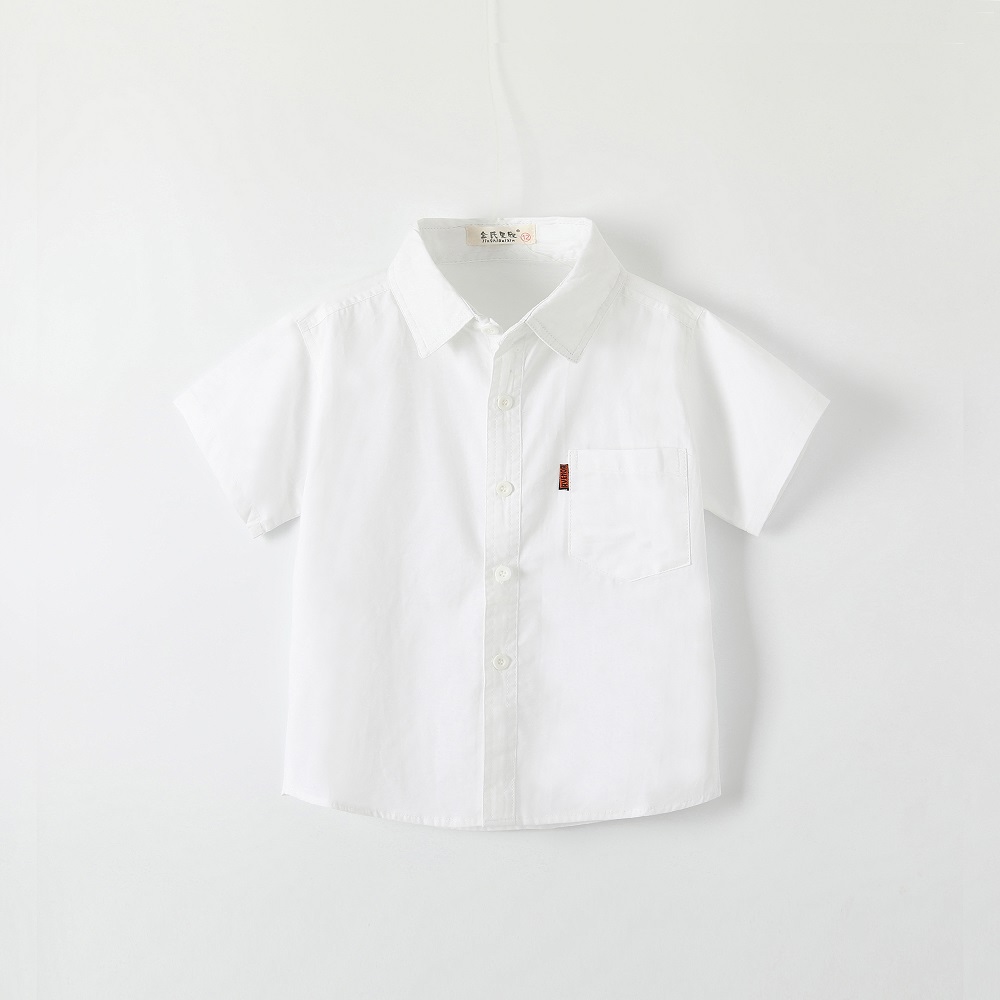 金氏贝欣男童白色短袖衬衫