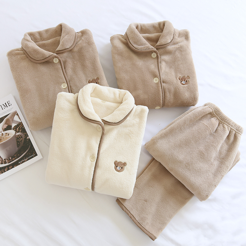 新款情侣加厚法兰绒睡衣柔软保暖