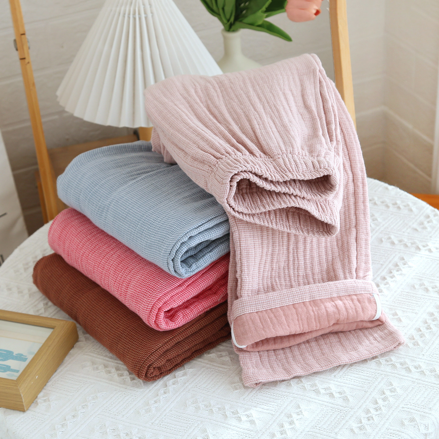 新款包边纯棉四层纱布睡裤女秋冬季加厚保暖长裤高档无印风家居裤,女士内衣/男士内衣/家居服,睡裤/家居裤,淘宝优惠券,粉丝福利购,淘宝优惠卷