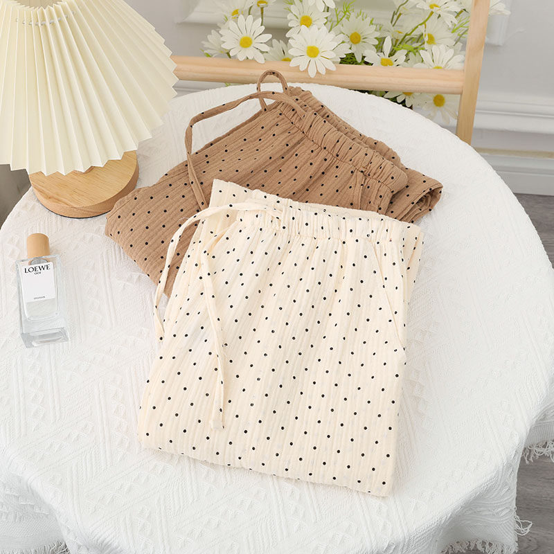 外贸春夏季女士睡裤纯棉薄款双层绉布宽松休闲简约全棉家居裤大码,女士内衣/男士内衣/家居服,睡裤/家居裤,淘宝优惠券,粉丝福利购,淘宝优惠卷