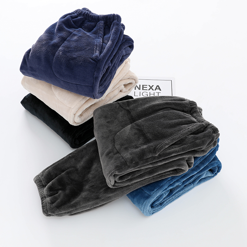 长裤男士加厚法兰绒收口家居裤