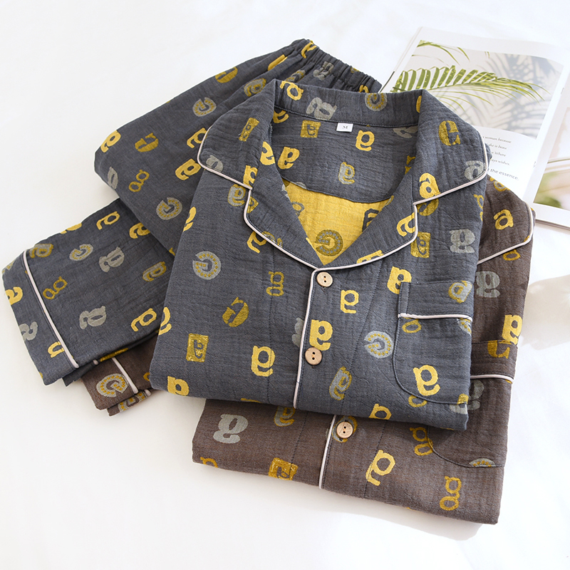 男士纯棉色织提花家居服不掉色