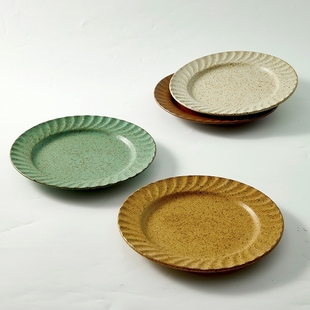 粗陶凤尾盘ins风高级哑光餐盘牛排盘家用饭店用蛋糕点心炒菜盘