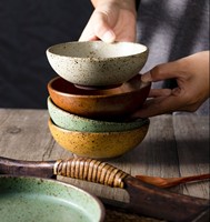 粗陶復(fù)古小圓碗簡(jiǎn)約個(gè)性米飯碗點(diǎn)心甜品碗