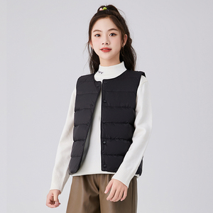 儿童轻薄羽绒马甲2023秋冬新款大童保暖女孩坎肩校服内胆背心外穿
