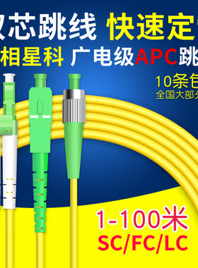 联相星科SC/APC双工双芯FC APC圆头LC小方APC广播电视光纤跳线电信级FTTH斜8度尾纤CATV广电1-100米